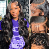 Mziio 24 Inch Body Wave Lace Front Wigs Human Hair 13X4 Hd Transparent Lace Frontal Pre Plucked 200% Density Glueless Wigs For Women Natural Black