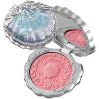 Flower Knows Shell's Jewel Silk Satin Embossed Blush,Dual Blush & Highlighter,Peach Glow,Warm Peach Pink For Healthy Sun-Kissed Glow,Skincare-Infused Silky Powder(03 Coral Seashell)
