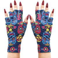 Maniglovz - The Original Upf 50+ Uv Light Protective Nail Gloves | Gel Manicure Gloves And Anti Uv Fingerless Gloves For Women | Can Be Used As Sun Protection Gloves For Driving | Hard Core Print