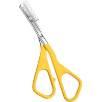 Eyebrow Scissors For Women, Stainless Steel Beauty Scissors With Comb, Precision Trimming Tool For Brows & Facial Hair, Sharp Blades With Safety Guard, Compact & Travel-Friendly (Yellow)