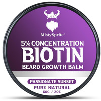 5% Concentration Biotin Beard Balm For Men & Conditioning Beard Wax - Made With Castor Oil Natural And Organic Ingredients - Hydrates & Thickens Facial Hair Growth- 2 Ounce Tin (Passionate Sunset)