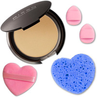 Beetbul Makeup & Exfoliation Kit - Biss   Compact Powder + 1 Medium Velvet Puff + 2 Finger Puffs + 1 Facial Exfoliating Sponge (11 Almond, One Size)