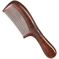 Yakuncl Natural Sandalwood Comb - Anti Static Wooden Comb For Women, Smooth Detangling Fine Tooth Hair Comb, Portable Travel Wood Combs For Curly & Straight Hair