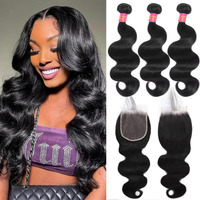 12A Human Hair Bundles With Closure Body Wave 20 22 24+18 Inch 5X5 Hd Frontal Body Wave Bundles Human Hair Real 100% Raw Unprocessed Brazilian Virgin Sew In Quick Weave Natural Black Deals