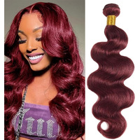 99J Burgundy Human Hair Bundles Body Wave 16 Inch 12A Wine Red Double Weft Brazilian Bundles Human Hair Extensions 1 Pack