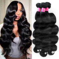 Human Hair Bundles 24 26 28 Inch 3 Bundles Human Hair Body Wave 12A Real 100% Raw Unprocessed Brazilian Virgin Sew In Quick Weave Natural Black Deals Thick Hair Extensions