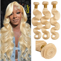 613 Bundles Human Hair Body Wave 14 16 18 Inch Blonde Human Hair 3 Bundles 12A Grade 100% Unprocessed Brazilian Virgin Hair 613 Body Wave Bundle 300G Machine Double Weft