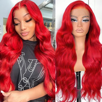 Tyuky 32 Inch Red Lace Front Wigs Human Hair Red Wig 200 Density Red 13X4 Body Wave Hd Lace Front Wigs Human Hair Pre Plucked Lace Frontal Wigs Human Hair