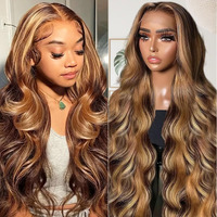Shciyair Ombre Lace Front Wig Human Hair 13X4 Body Wave Lace Front Wigs Human Hair Pre Plucked Honey Blonde Wig Human Hair 200 Density 4/27 Colored Hd Lace Frontal Wigs For Women 20 Inch