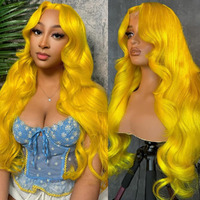 Avolo Yellow Wig Human Hair 13X4 Yellow Lace Front Wig Human Hair Pre Plcucked Yellow Human Hair Wig Body Wave Lace Front Wigs Human Hair Hd Lace Frontal Wig Yellow Colored Wigs Human Hair 32 Inch