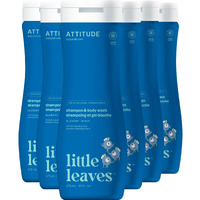 Attitude Shampoo And Body Wash For Kids, Ewg Verified Hair And Body Cleanser, Dermatologically Tested Soap, Plant And Mineral Based Bath Products, Vegan, Blueberry, 16 Fl Oz (Pack Of 6)