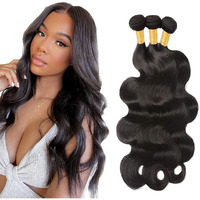 Human Hair Bundles Body Wave Bundles 22 24 26 Inch Body Wave Bundles Human Hair Extensions Double Weft Unprocessed Brazilian Virgin Hair #1B Natural Color 3 Bundles 50 Grams Per Bundle