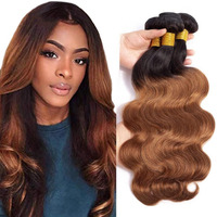 1B/30 Bundles Human Hair Brown Body Wave Human Hair Bundles 22 24 26 Inch Ombre Brown Bundle Double Weft Brazilian Virgin Remy Hair Extensions Ultra Soft No Tangle
