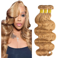 #27 Honey Blonde Bundles Human Hair Body Wave Bundles 18 20 22 Inch Blonde Body Wave Bundles Human Hair Extensions Double Weft Unprocessed Brazilian Virgin Hair 3 Bundles 50 Grams Per Bundle
