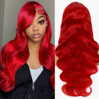 Dorashion Red Lace Front Wigs Human Hair 13X4 Hd Transparent 18 Inch Body Wave Human Hair Lace Front Wig Pre Plucked Red Colored Glueless Human Hair Lace Frontal Wigs For Women