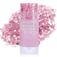 Paminify Pink Hair Glitter Stick, Chunky Sequins Body Face Glitter Singer Concert Outfits For Women,Body Paint For Kids,Waterproof Shimmer Rave Music Festival Accessories For Parties & Events
