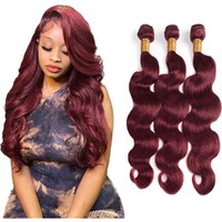 Niciitysi Burgundy Human Hair Color 99J Body Wave Bundles Double Weft Brazilian Hair Extensions Soft And Silky Wine Red Color For Women 12 14 16 Inch