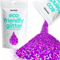 Hemway Eco Friendly Biodegradable Glitter 100G / 3.5Oz Bio Cosmetic Safe Sparkle Vegan For Face, Eyeshadow, Body, Hair, Nail And Festival Makeup, Craft - Fine (1/64"" 0.015"" 0.4Mm) - Purple Holographic