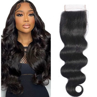 4X4 Human Hair Body Wave Lace Closure Free Part Brazilian Virgin Hair Closure 4 By 4 14Inch Lace Closure Body Wave Hair Hand Tied Free Part Swiss Lace Closure Virgin Human Hair Lace Closure