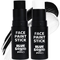 Blue Squid Pro Black And White Face Paint Stick - Waterproof Body Paint For Adults & Kids Eye Black Baseball, Eyeblack Softball -Hypoallergenic Twist-Up Non-Toxic Makeup Stick - Cosplay, Sports & Sfx