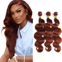 Copper Bundles Color 33 Body Wave Human Hair Bundle Brazilain Copper Virgin Hair Color 33 Reddish Brown Bundle Auburn Brown Body Wave 3 Bundles 18 20 22 Inch