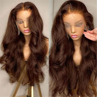 Chocolate Brown Lace Front Wigs Human Hair Body Wave 26 Inch 13X4 Brown Lace Front Wig Wear And Go Glueless Brown Wig Human Hair Pre Plucked 180% Density Colored Hd Lace Frontal Wigs For Black Women