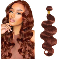 Reddish Brown Human Hair Bundles Copper Red Body Wave Bundles Brazilian Virgin Hair 1 Bundle 12 Inch Color 33 Bundle Hair Extensions