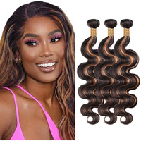 Vinmdonm P1B30 Highlight Bundles Human Hair Ombre Brown Body Wave 3 Bundles 12 12 12 Inch Two Tone Black Mixed With Brown Bundle