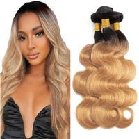 Ombre Human Hair Bundles 1B27 Honey Blonde Bunldes Body Wave Bundles Human Hair 10 12 14 Inch Wet And Wavy Bundles Real Unprocessed Virgin Weave Hair For Black Women