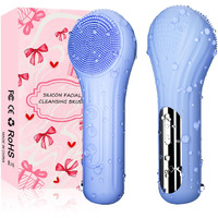 Silicone Face Scrubber, Waterproof Electric Facial Cleansing Brush For Men & Women, Rechargeable Face Scrubber With 5 Modes For Deep Cleansing, Exfoliating, Massage (Blue)