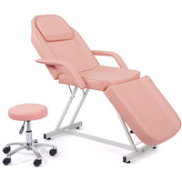 Omysalon Massage Salon Tattoo Chair Esthetician Bed With Upgraded Hydraulic Stool,Multi-Purpose 3-Section Facial Bed Table, Adjustable Beauty Barber Spa Beauty Equipment, Pink
