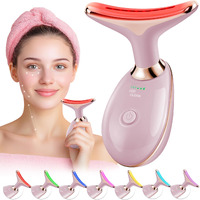 Red-Light-Therapy-For-Face, Facial Massager Wand With 7 Color - Birthday, Christmas, Mothers Day, Valentines Day, Self Care Gifts For Her Women Mom Best Friend Wife Teacher (Rose Gold)