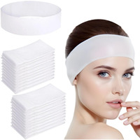 Saranna 45 Pieces Disposable Headbands For Spa Women Elastic Makeup Headbands White Skincare Headband For Face Washing Facial Treatment Hair Wrap Enthusiasts Makeup Artists