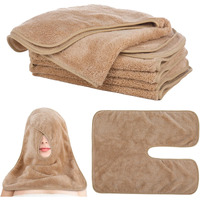 Dimegon 12 Pcs U-Shaped Facial Towels, Split Design, Soft Esthetician Towel, Facial Stem Massage Cleansing Towel, Coral Fleece Face Cloth For Beauty Salons, Skin Care, Spa Centers