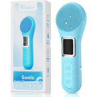 Wovazus Facial Cleansing Brush, Ipx7 Waterproof Rechargeable Silicone Face Scrubber, 5 Cleansing Modes, Exfoliating & Massaging Face Scrubber Exfoliator - Sky Blue
