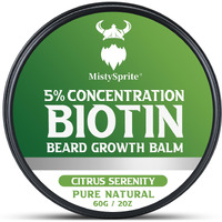 5% Concentration Biotin Beard Balm For Men & Conditioning Beard Wax - Made With Castor Oil Natural And Organic Ingredients - Hydrates & Thickens Facial Hair Growth- 2 Ounce Tin (Citrus Serenity