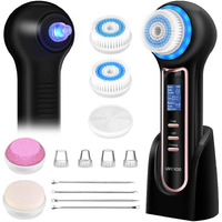 Umickoo Face Scrubber Exfoliator,Facial Cleansing Brush Waterproof With Lcd Screen,Blackhead Remover Vacuum With 5 Brush Heads,Face Spin Brush For Exfoliating, Massaging And Deep Pore Cleansing