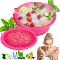 Face Bowl For Ice With Built-In Ice Tray Collapsible Silicone Facial Face Ice Bath Bowl Small Reusable Cold Plunge Basin Is Portable,Perfect For Home Use,Camping,Travel Cold Bath Spa Tool & Rose