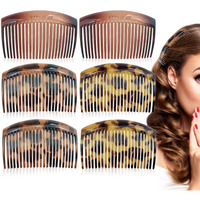 6Pcs French Tortoise Hair Combs, 23-Closely-Tooth Hair Side Comb, Curved Comb Clip To Make A French Twist & Backcomb Front Hair
