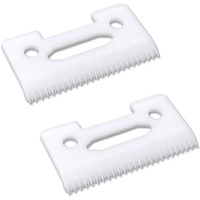 Professional Stagger-Tooth Clipper Replacement Ceramic Blades 2-Hole #2161 - Compatible With 5 Star Senior Cordless Wahl Magic Clip (White X 2)