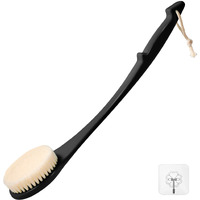 Back Scrubber For Shower, 17-Inch Shower Brush For Men And Women, Long Handle Exfoliating Body Brush, Medium Bristle Stiffness For Dry Or Wet Brushing (Black)