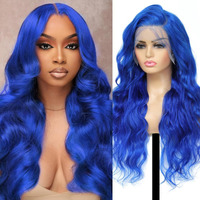 Shciyair 24 Inch Blue Wig Human Hair 200 Density Body Wave 13X4 Hd Lace Front Wigs Human Hair Pre Plucked With Baby Hair Blue Color Wigs For Women