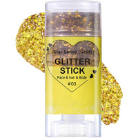 Gold Body Glitter,4Th Of July Outfits For Women Kids Patriotic Accessories,Face Hair Glitter Gel Makeup,Usa Flag Holographic Long Lasting Chunky Sequins Glitter Stick,4Th Of July (Gold)