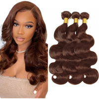 #4 Brown Bundles Human Hair Body Wave Bundles 16 16 16 Inch Chocolate Chocolate Unprocessed Brazilian Virgin Hair 3 Bundle 50 Gram Per Bundle Deals Quick Weave Hair Extensions