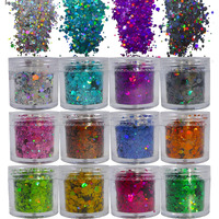 12 Colors Holographic Chunky Glitter Flakes Hexagon Shapes Glitter Sequins Nail Stickers Sparkles Resin Epoxy Accessories For Crafts Nail Art Body Makeup