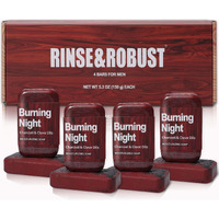 Rinse & Robust Men's Luxury Bar Soap 4-Pack - Charcoal & Clove Oil Scent | 4-In-1 Exfoliating & Hydrating For Body, Face, Hands | Fathers Day Gifts(5.3 Oz Each)