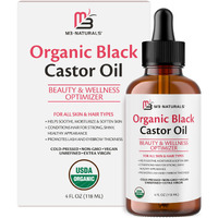 M3 Naturals 100% Organic Cold-Pressed Black Castor Oil For Hair Growth, Face And Body Care | Hexane-Free And Unrefined In A 4 Fl Oz Glass Bottle With Dropper | Promotes Thicker Lashes And Eyebrows