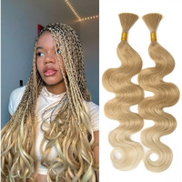 Body Wave Braiding Hair For Boho Braids Bohemian 20 Inch Body Wave Curly Bulk For Braiding No Weft 2 Bundles 150G #27/613