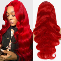 Elfsecret 32 Inch Red Lace Front Wigs Human Hair Body Wave 13X6 Hd Lace Frontal Wigs Human Hair Pre Plucked With Baby Hair 180% Density Wear And Go Glueless Burgundy Red Wig Hair For Black Women