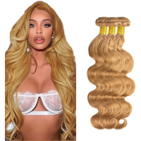 #27 Blonde Bundles Human Hair Body Wave Bundles 30 30 30 Inch Honey Blonde Body Wave Bundle Human Hair Extensions Double Weft Unprocessed Brazilian Virgin Hair 3 Bundle 50 Grams Per Bundle